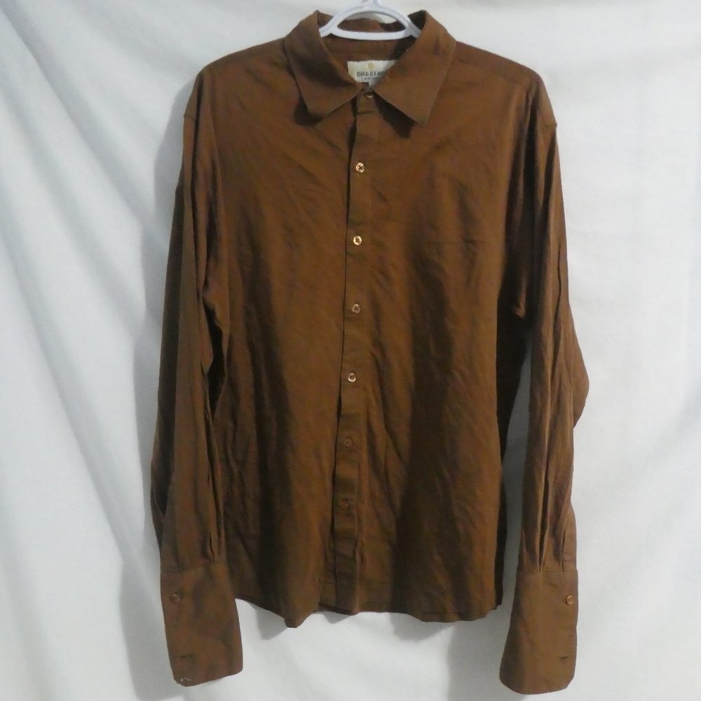 BILL BLASS MENS WEAR | medium | 100% Cotton | Brown Button Down Dress Shirt